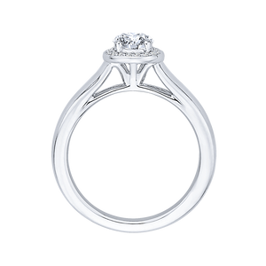 14K White Gold Round Diamond Halo Engagement Ring