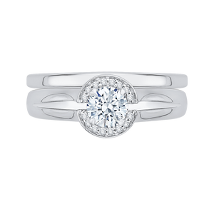 14K White Gold Round Diamond Halo Engagement Ring