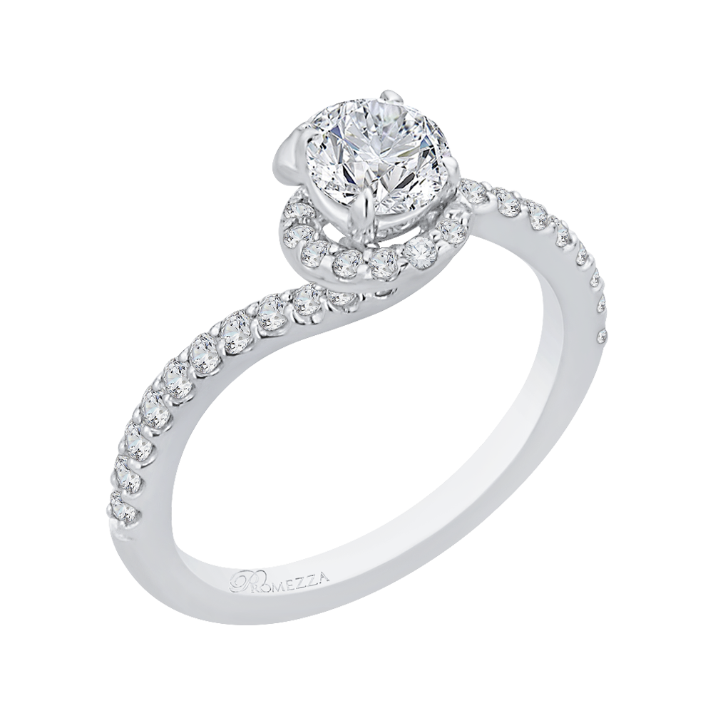 14K White Gold Round Diamond Engagement Ring