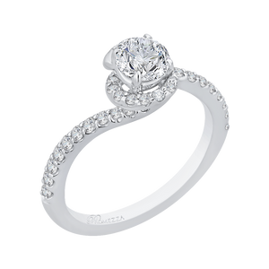 14K White Gold Round Diamond Engagement Ring