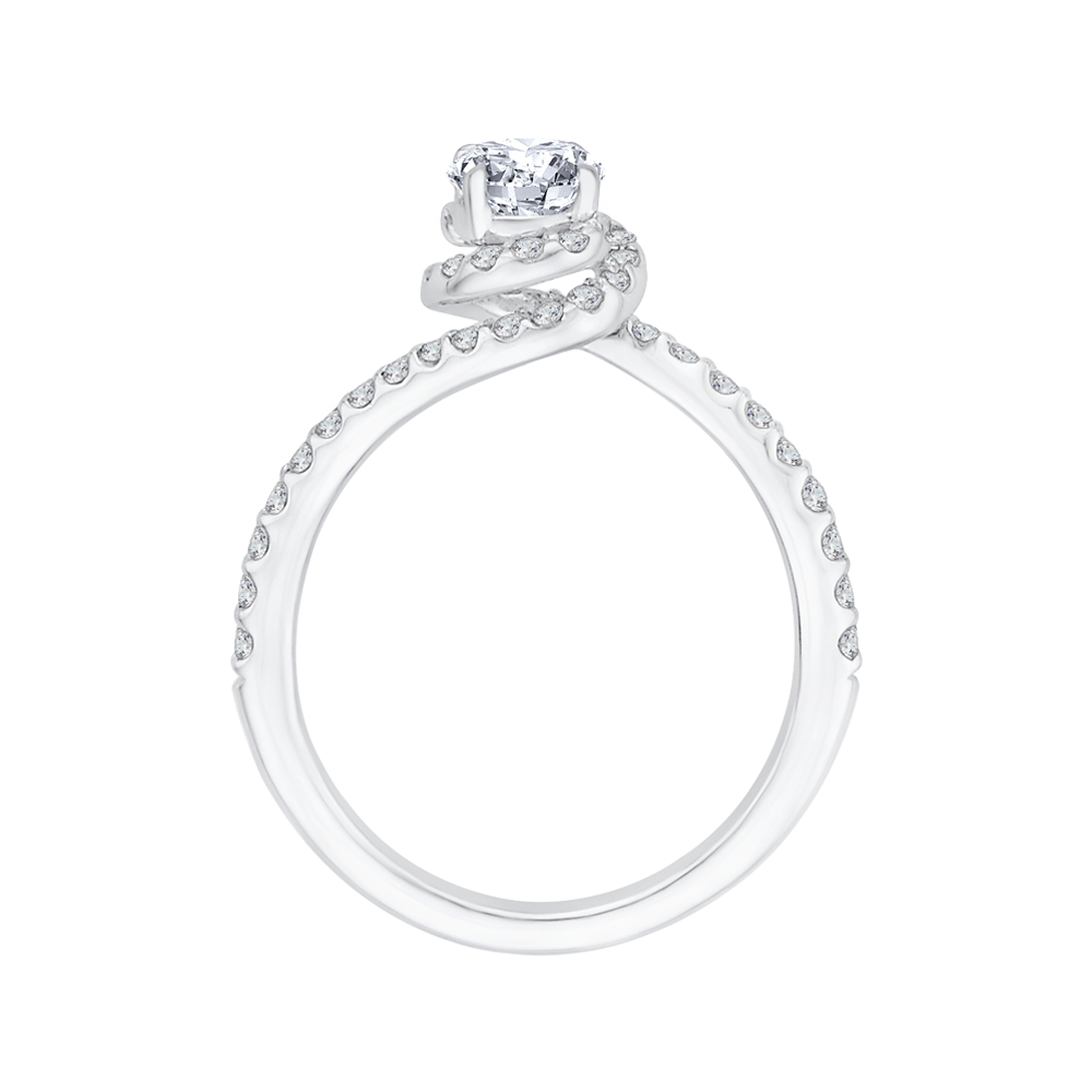 14K White Gold Round Diamond Engagement Ring