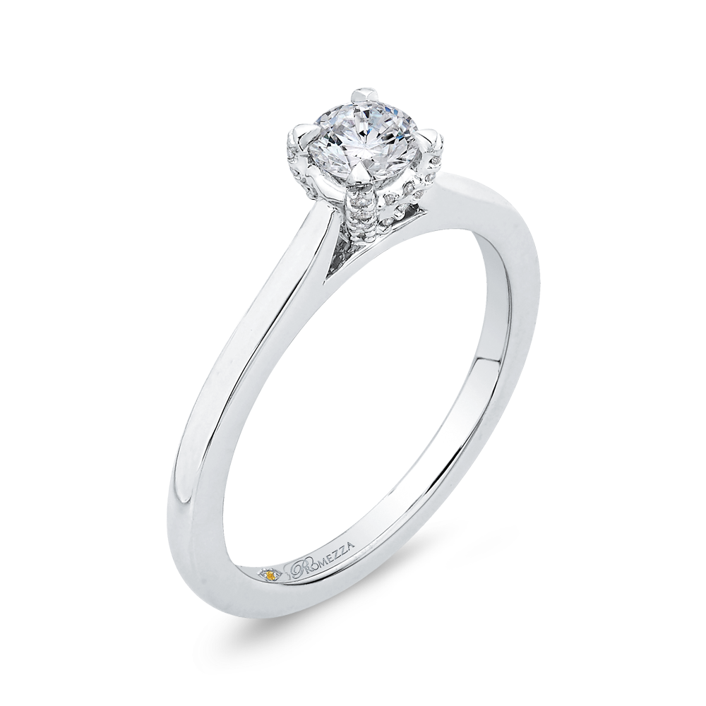 14K White Gold Round Cut Diamond Engagement Ring