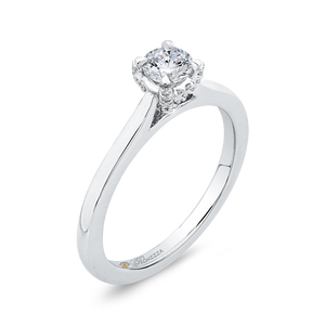 14K White Gold Round Cut Diamond Engagement Ring