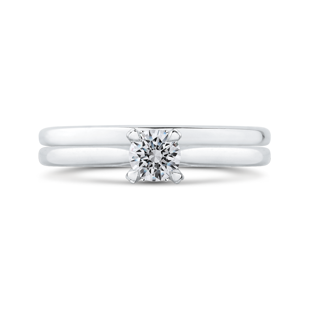 14K White Gold Round Cut Diamond Engagement Ring