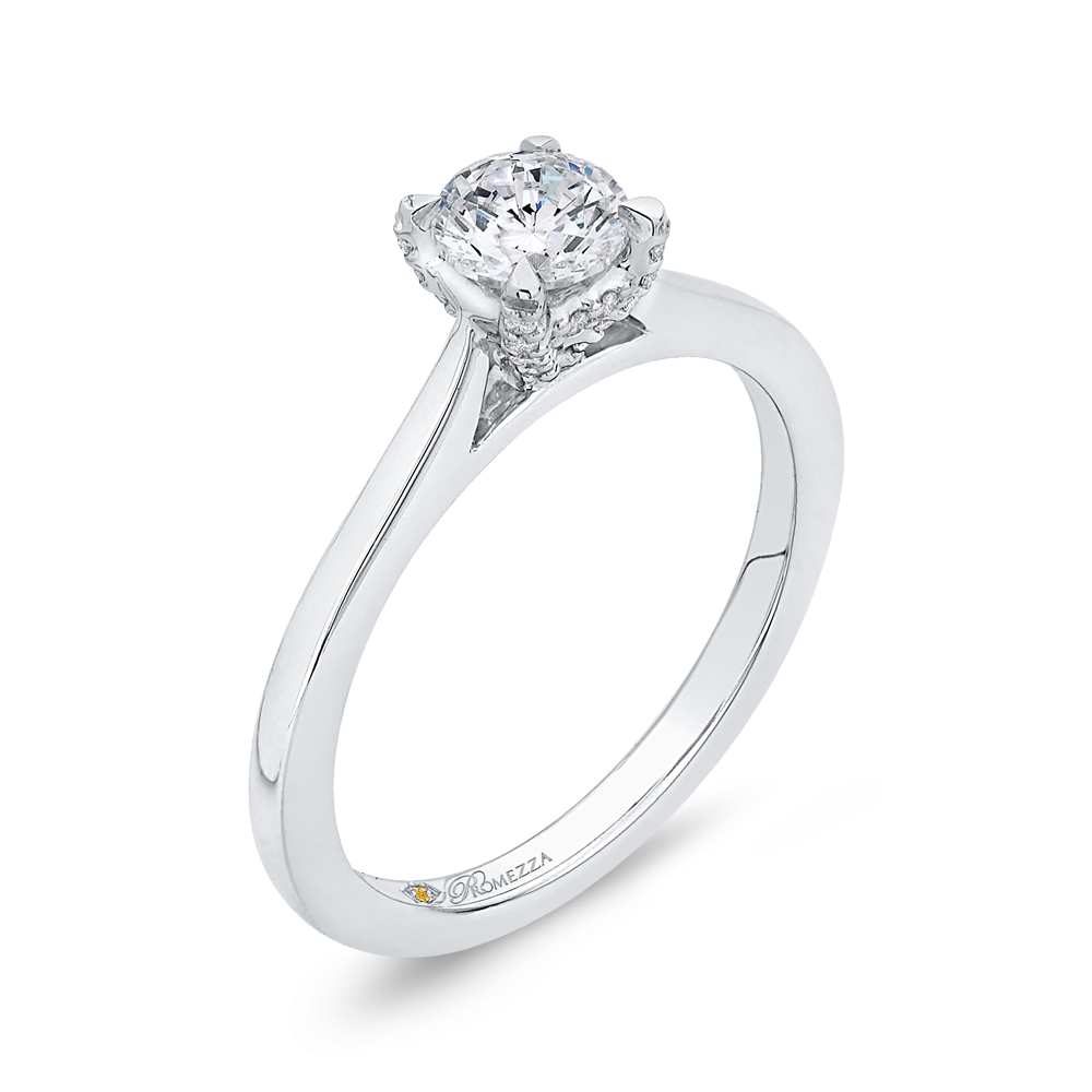 14K White Gold Round Cut Diamond Engagement Ring