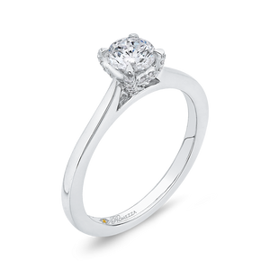 14K White Gold Round Cut Diamond Engagement Ring