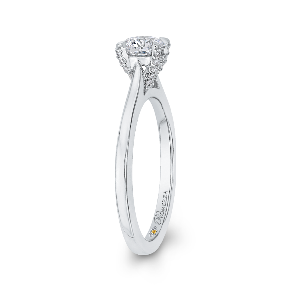 14K White Gold Round Cut Diamond Engagement Ring