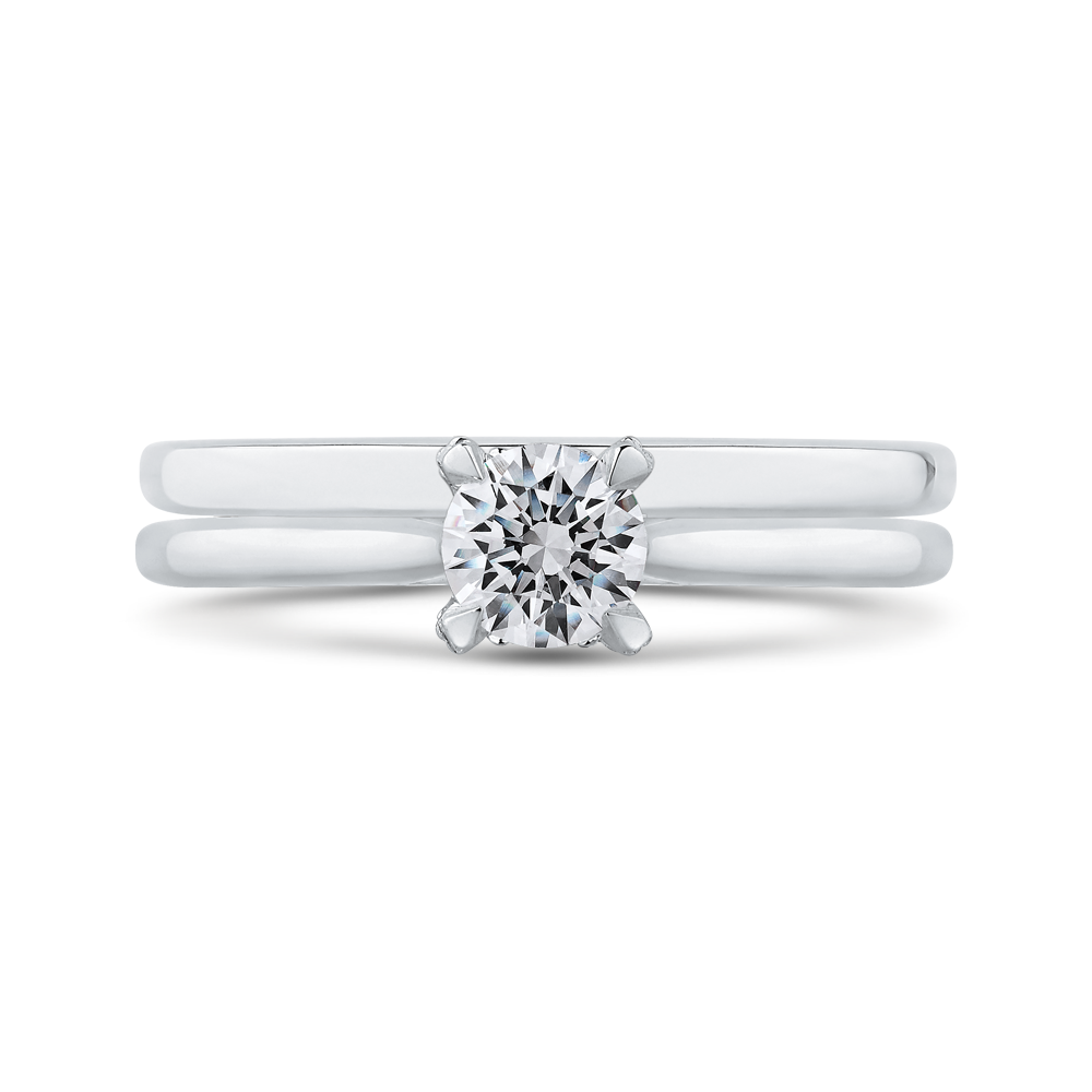 14K White Gold Round Cut Diamond Engagement Ring