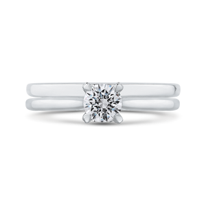 14K White Gold Round Cut Diamond Engagement Ring