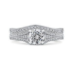 14K White Gold Round Cut Diamond Vintage Engagement Ring