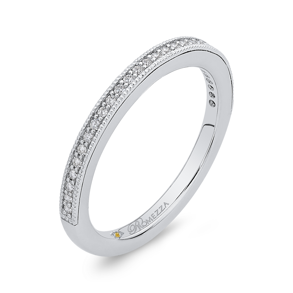 14K White Gold Round Diamond Half Eternity Wedding Band