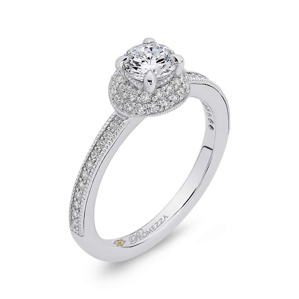 Round Cut Diamond Engagement Ring In 14K White Gold