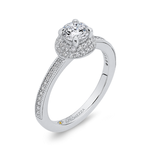 Round Cut Diamond Engagement Ring In 14K White Gold