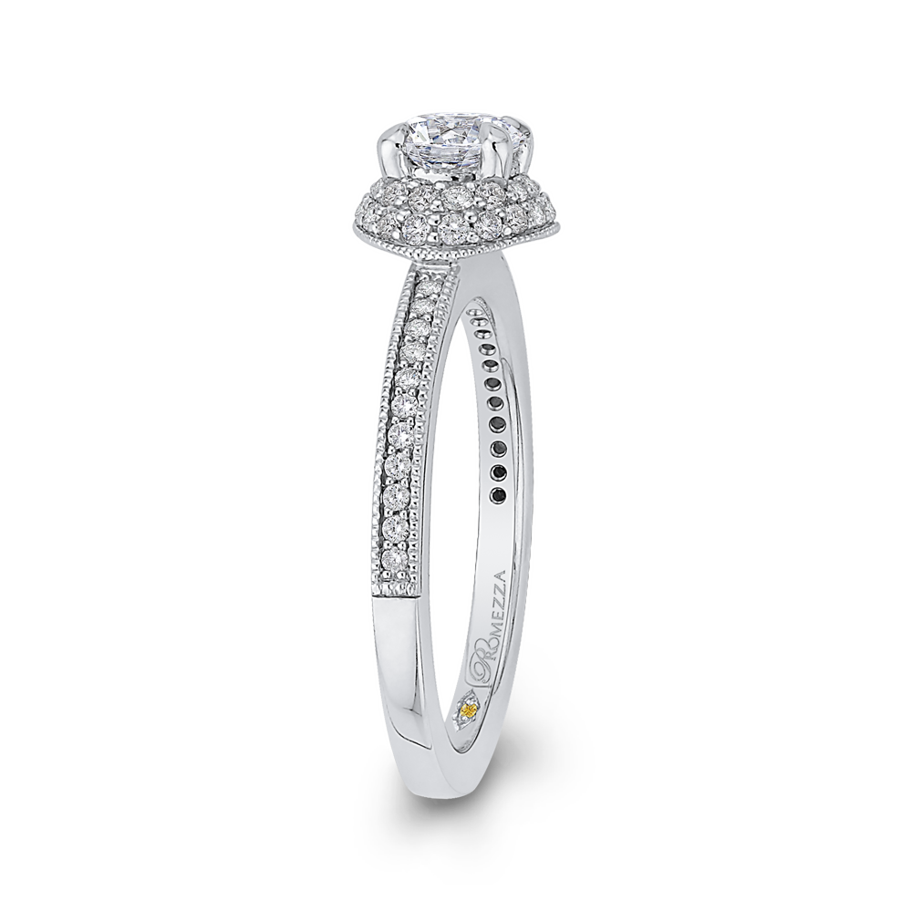 Round Cut Diamond Engagement Ring In 14K White Gold