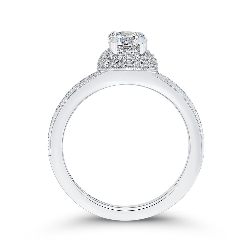 Round Cut Diamond Engagement Ring In 14K White Gold