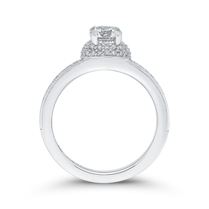 Round Cut Diamond Engagement Ring In 14K White Gold