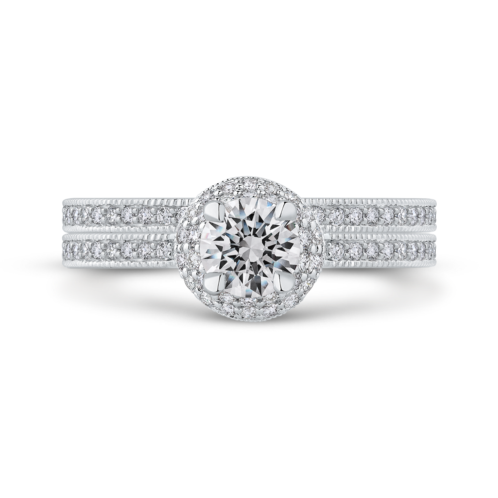 Round Cut Diamond Engagement Ring In 14K White Gold