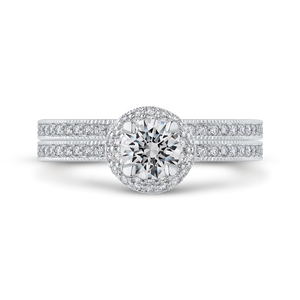 Round Cut Diamond Engagement Ring In 14K White Gold