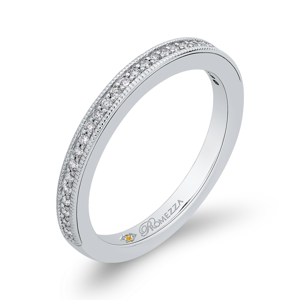 14K White Gold Round Diamond Half Eternity Wedding Band