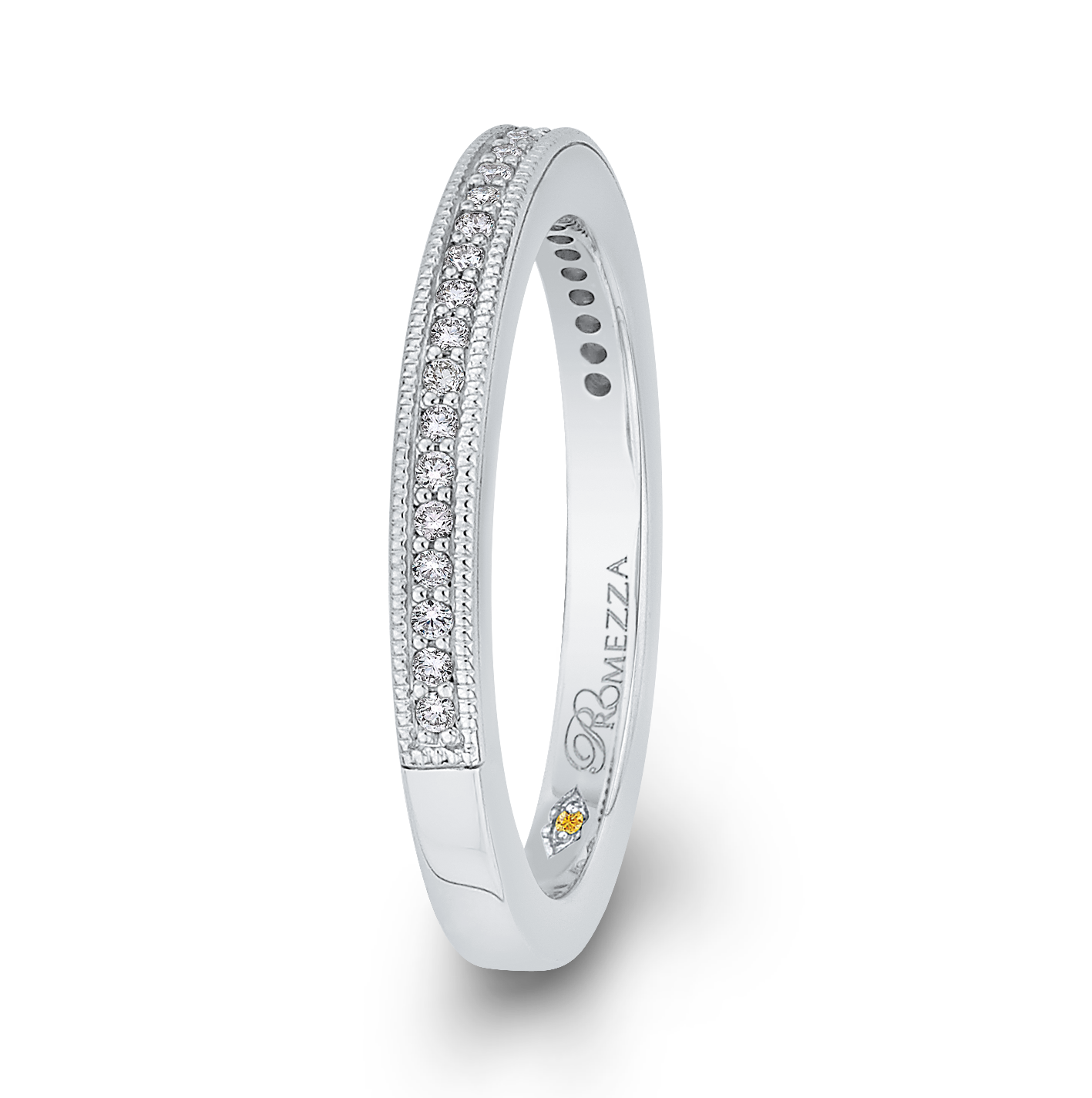 14K White Gold Round Diamond Half Eternity Wedding Band