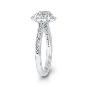 Round Diamond Halo Engagement Ring In 14K White Gold