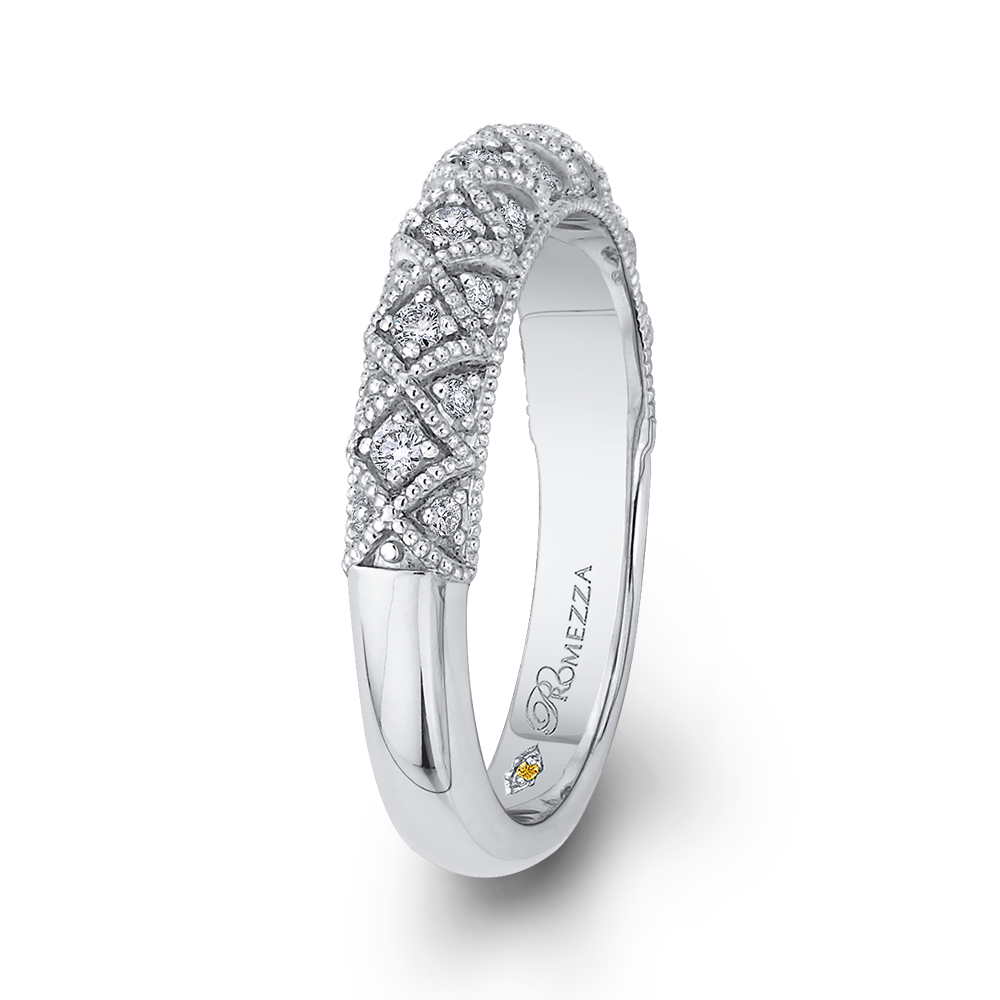 14K White Gold Round Diamond Half Eternity Wedding Band