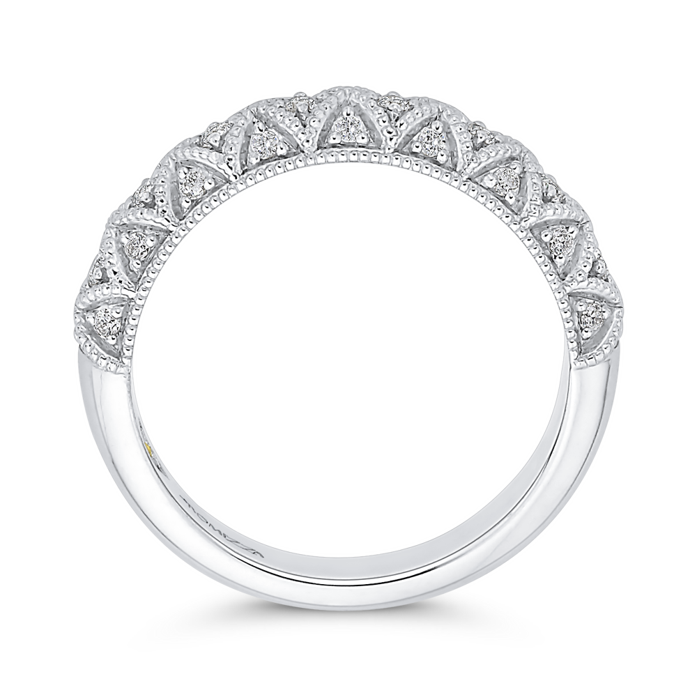 14K White Gold Round Diamond Half Eternity Wedding Band