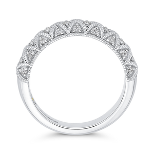 14K White Gold Round Diamond Half Eternity Wedding Band