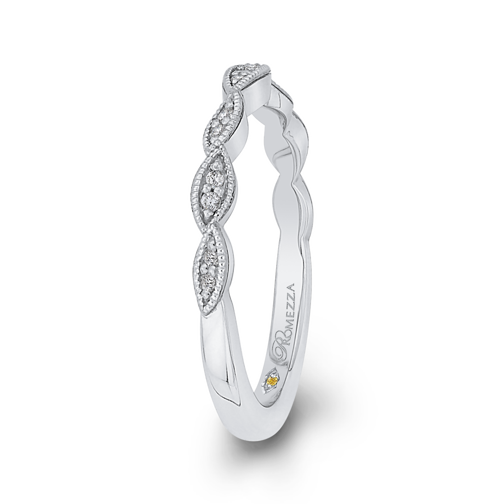 Round Diamond Half Eternity Wedding Band In 14K White Gold