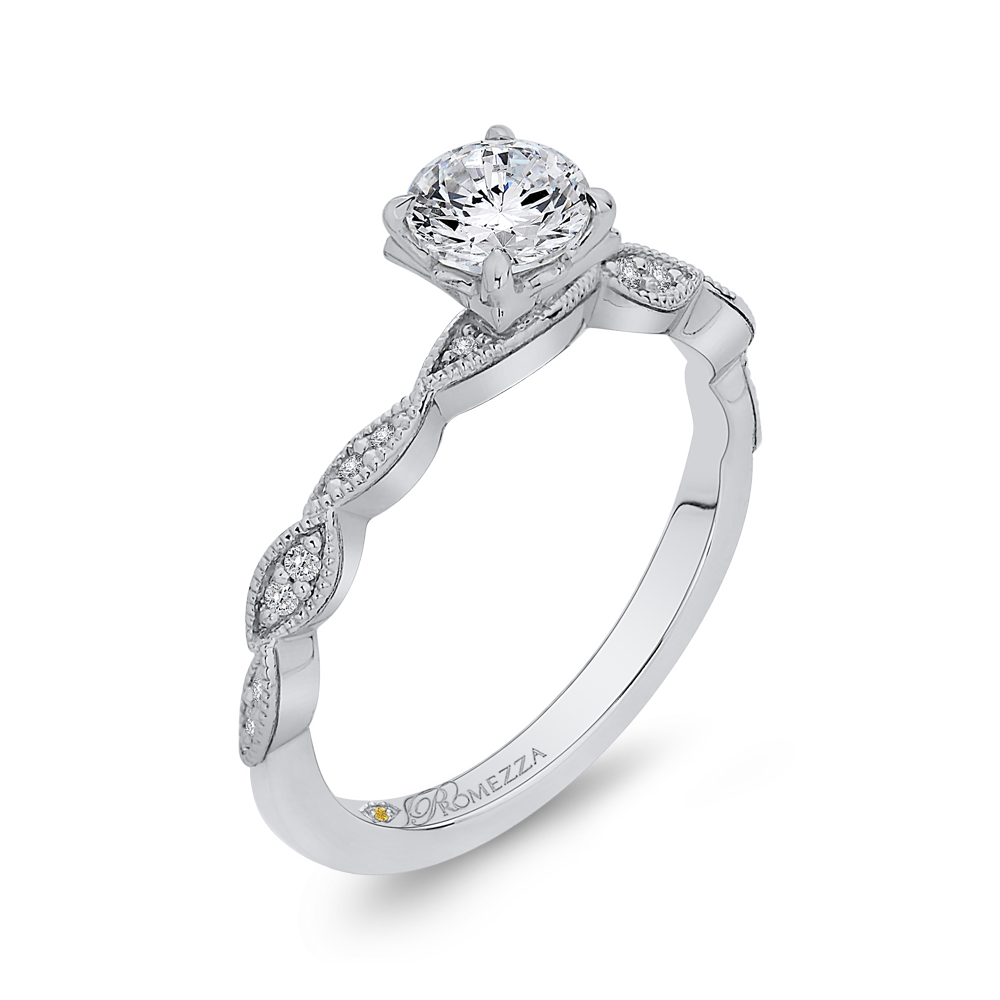 Round Diamond Engagement Ring In 14K White Gold