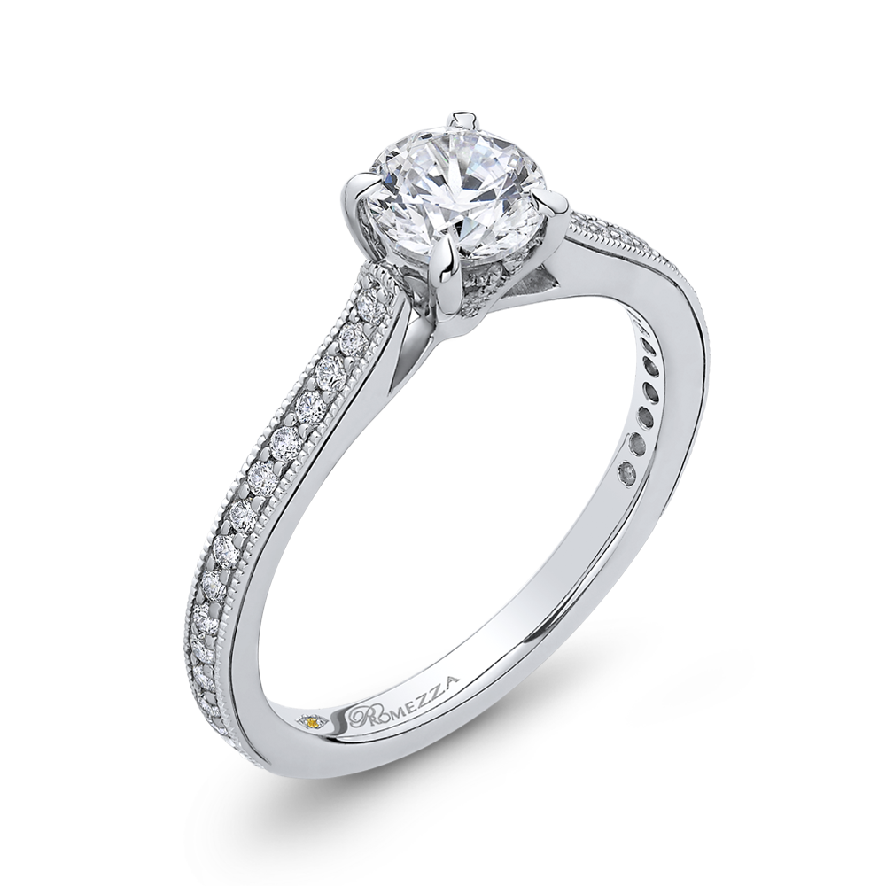 14K White Gold Round Diamond Classic Engagement Ring