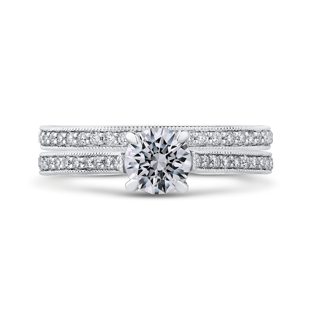 14K White Gold Round Diamond Classic Engagement Ring