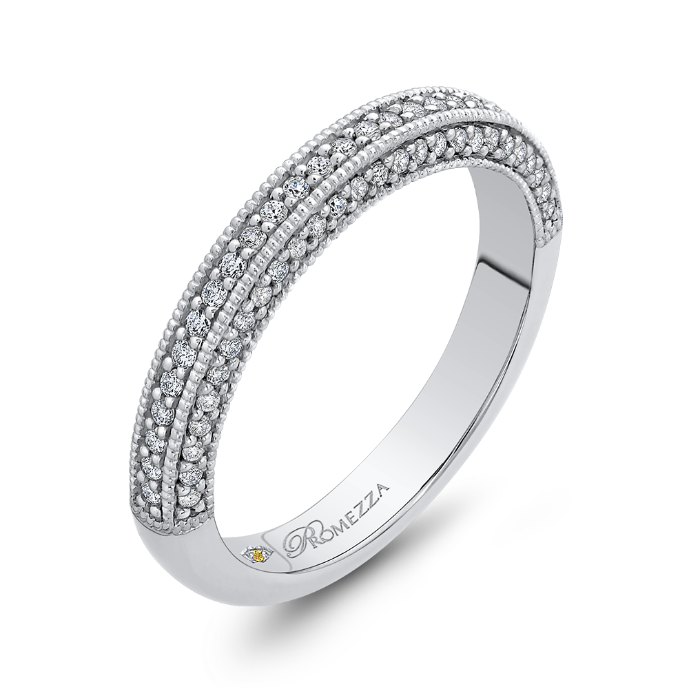 14K White Gold Round Diamond Half Eternity Wedding Band