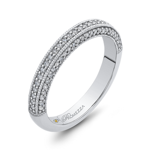 14K White Gold Round Diamond Half Eternity Wedding Band