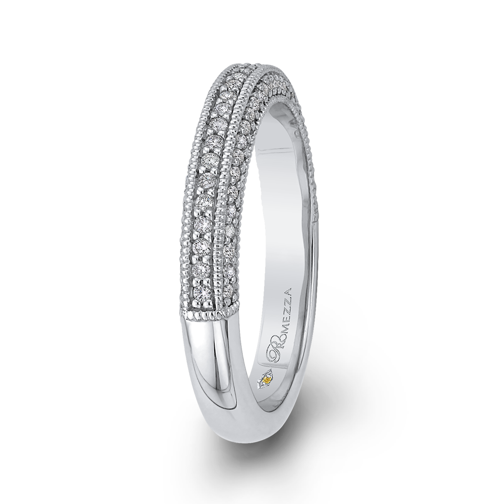 14K White Gold Round Diamond Half Eternity Wedding Band