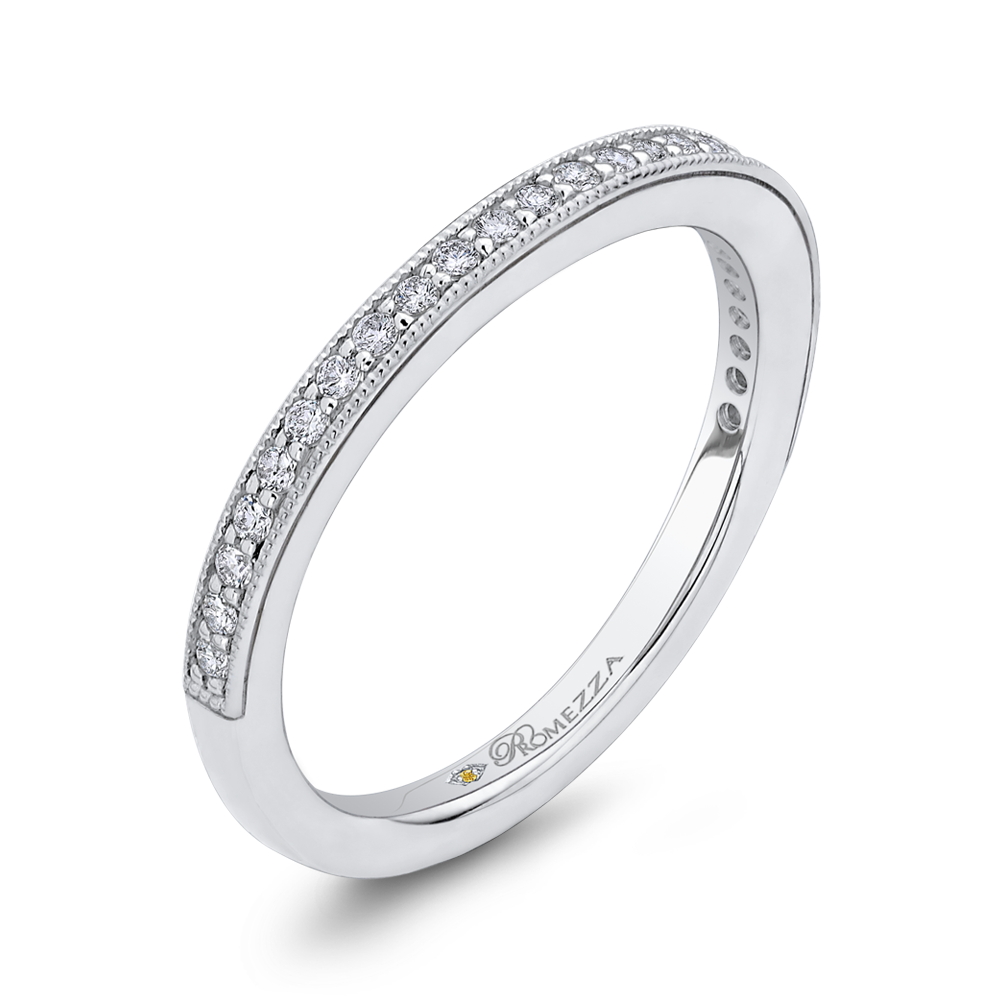 14K White Gold Round Diamond Half Eternity Wedding Band