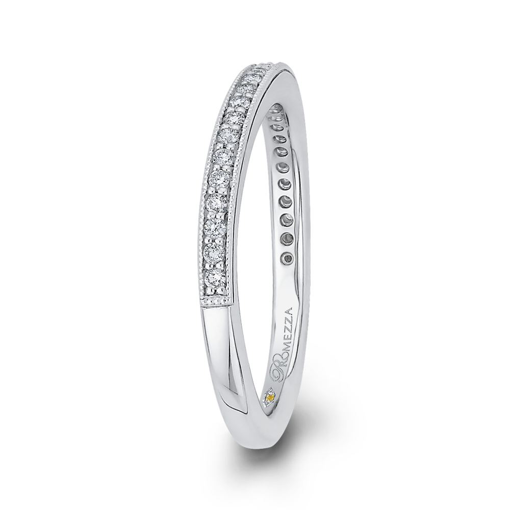 14K White Gold Round Diamond Half Eternity Wedding Band