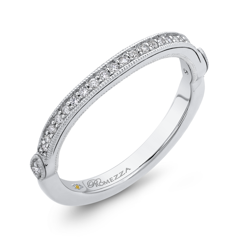 Round Diamond Wedding Band In 14K White Gold