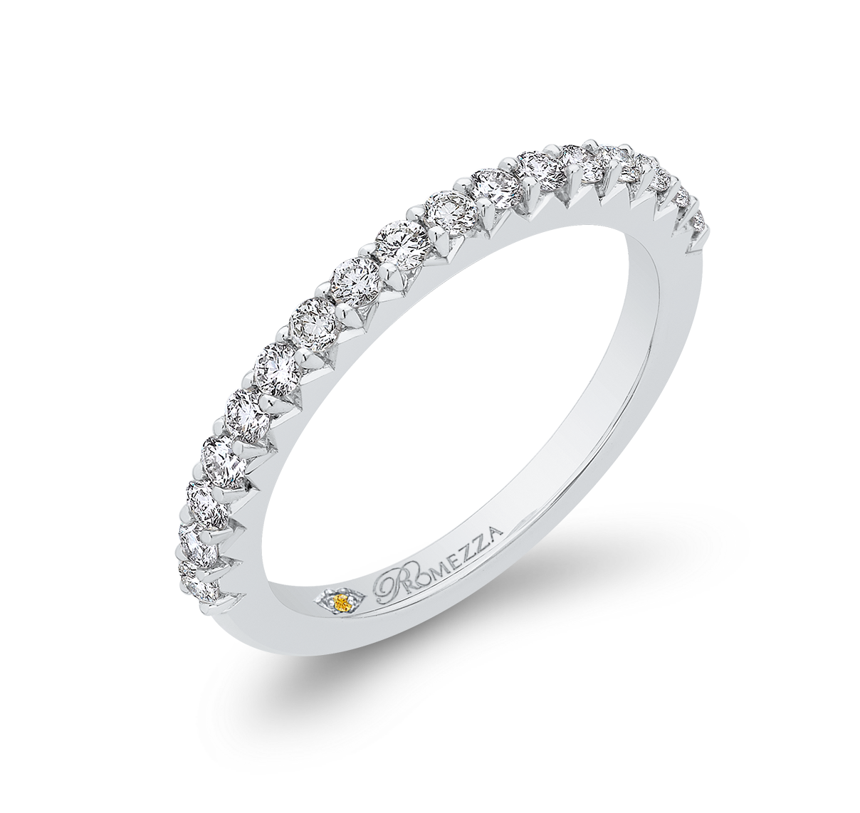 14K White Gold Round Diamond Half Eternity Wedding Band