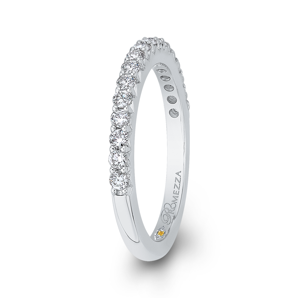 14K White Gold Round Diamond Half Eternity Wedding Band