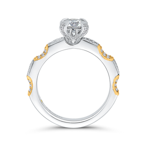 Round Cut Diamond Engagement Ring In 14K Two Tone Gold