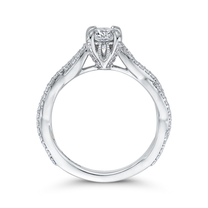 14K White Gold Round Diamond Engagement Ring with Crossover Shank