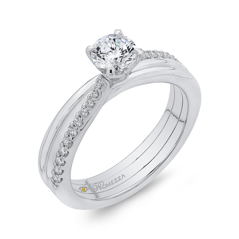 14K White Gold Round Cut Diamond Engagement Ring