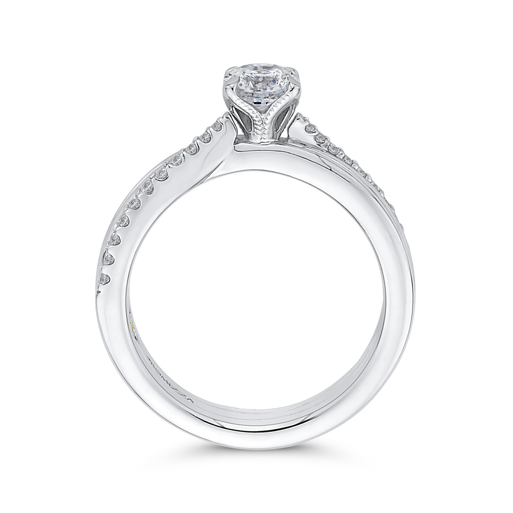 14K White Gold Round Cut Diamond Engagement Ring