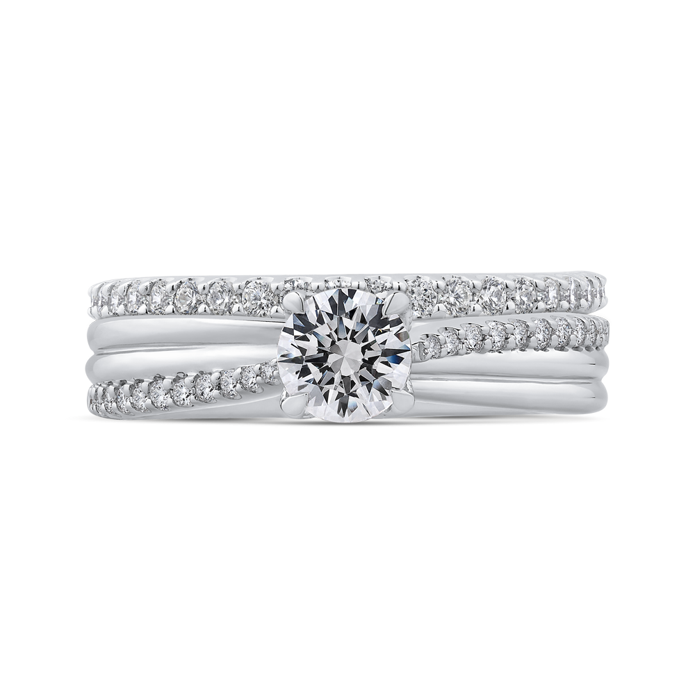 14K White Gold Round Cut Diamond Engagement Ring