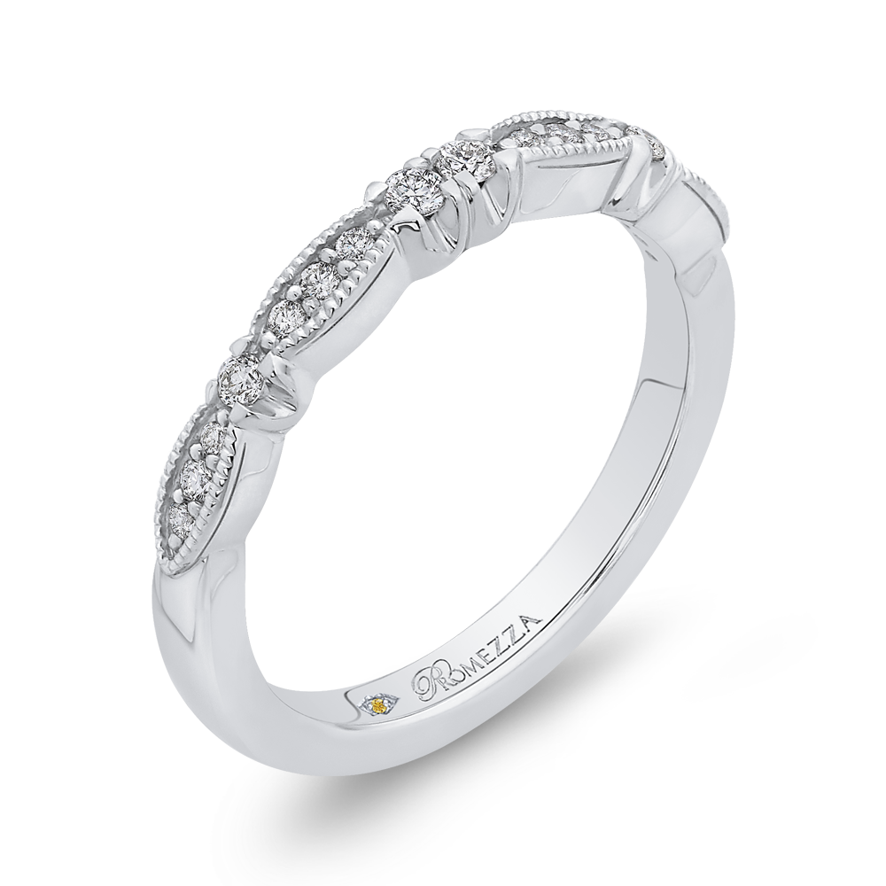 14K White Gold Round Diamond Half Eternity Wedding Band