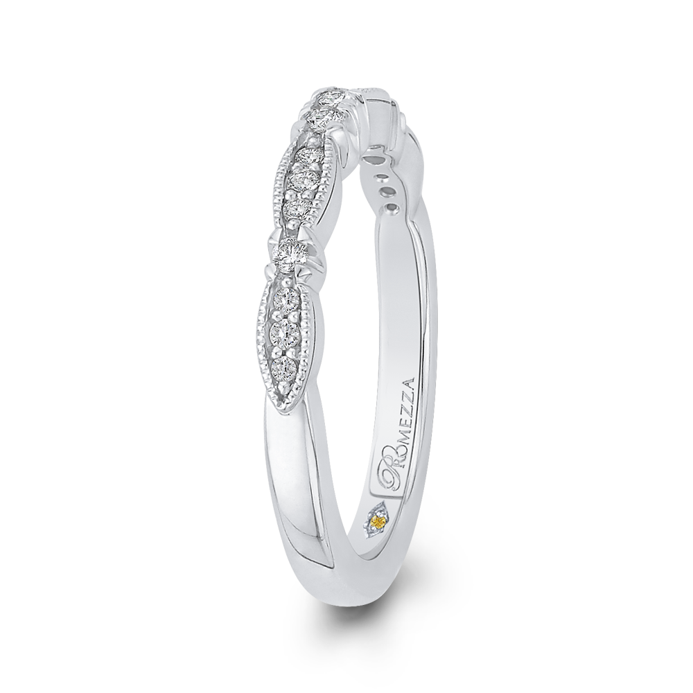 14K White Gold Round Diamond Half Eternity Wedding Band