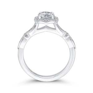 14K White Gold Round Diamond Halo Engagement Ring