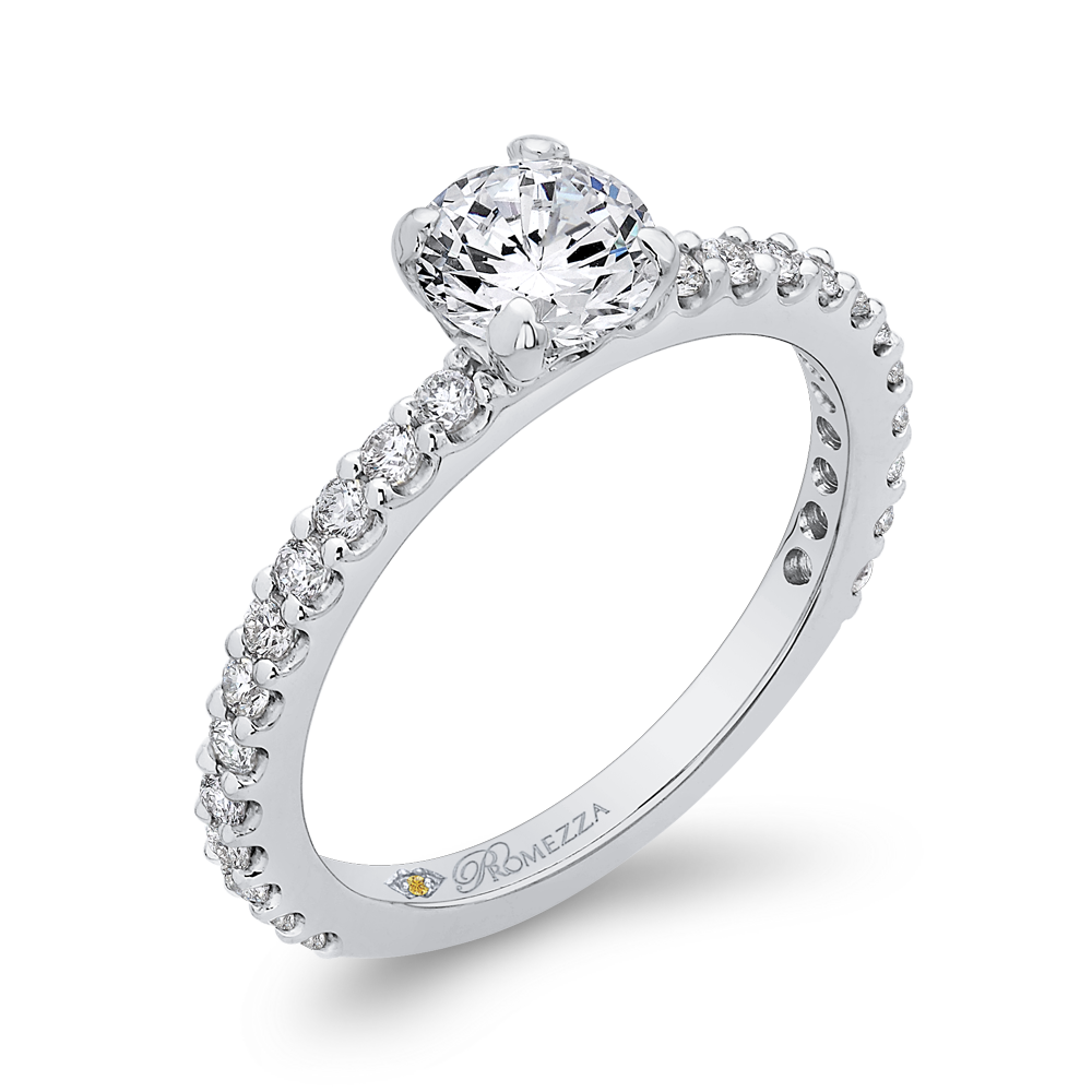 Round Diamond Engagement Ring In 14K White Gold