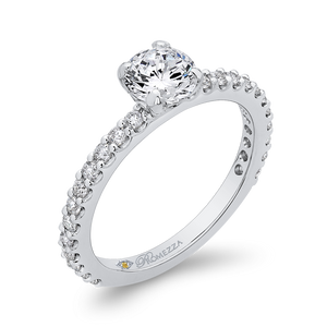 Round Diamond Engagement Ring In 14K White Gold